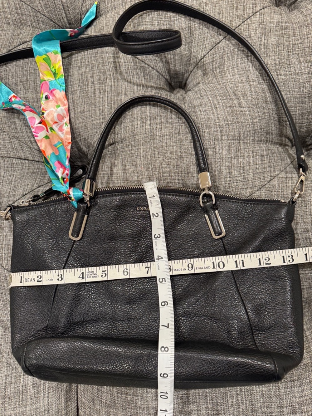 Coach Bag Madison Kelsey Small Black Pebbled Leather Satchel Crossbody Bag - Picture 17 of 17